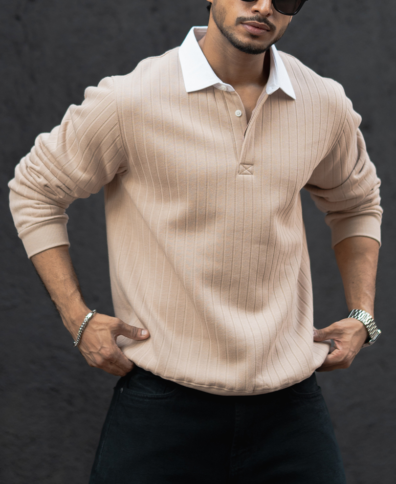 light-beige-full-sleeves-regular-fit-t-shirt