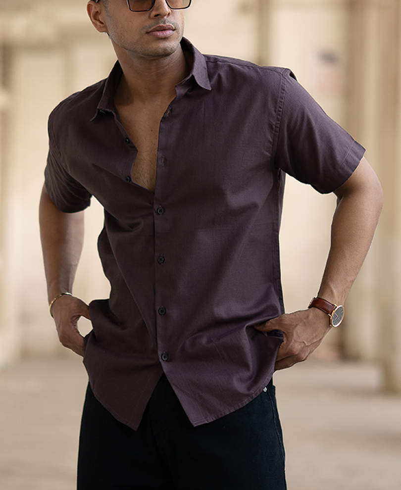 wine-half-sleeves-regular-fit-shirt