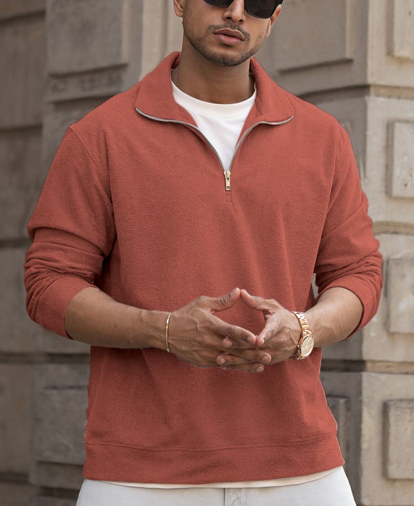 brick-quarter-zip-regular-fit-polo-t-shirt