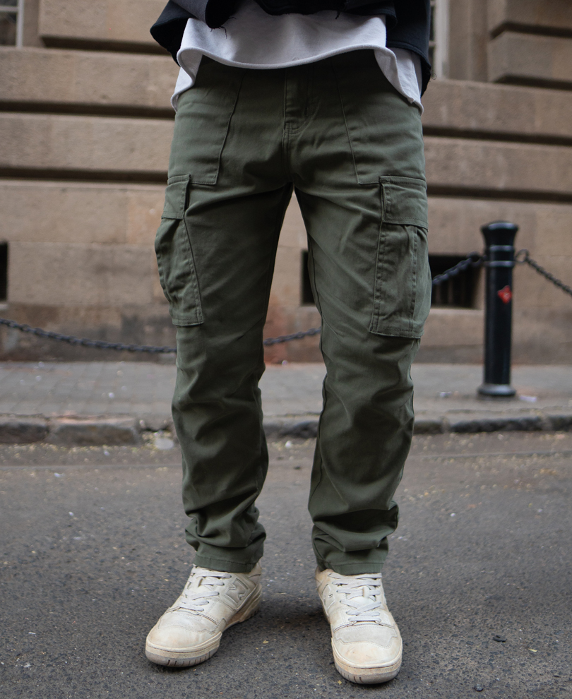dark-olive-regular-fit-cotton-cargo-pant